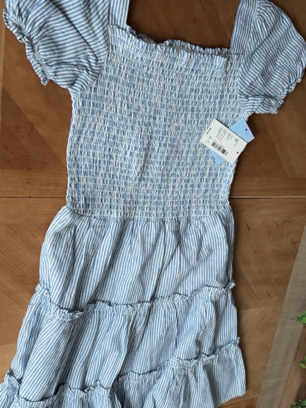 Gymboree Light Blue & White Striped Smocked Dress
